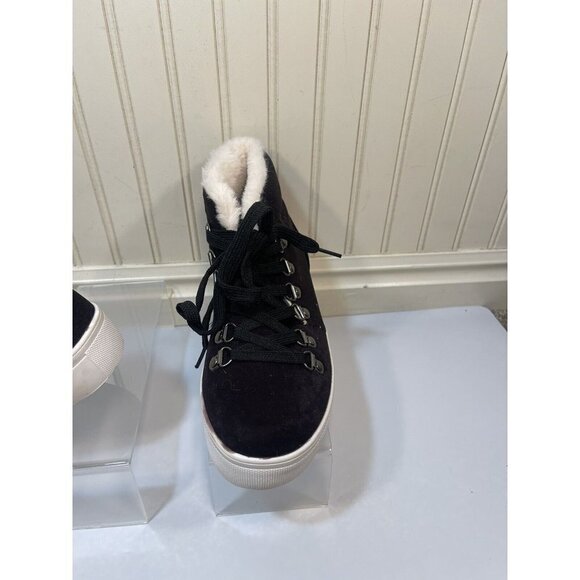 MUDD BEYLEY FAUX FUR HIGH TOP SNEAKERS SHOES FUR TRIM BLACK SIZE 6 - Picture 5 of 15